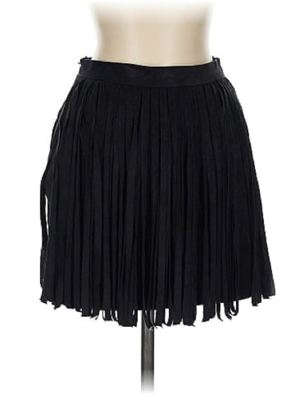 BB Dakota Black Pleated Fringe Mini Skirt